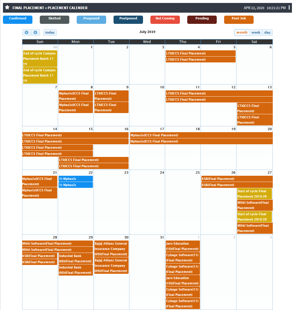 Placement Calendar JUNO Wiki